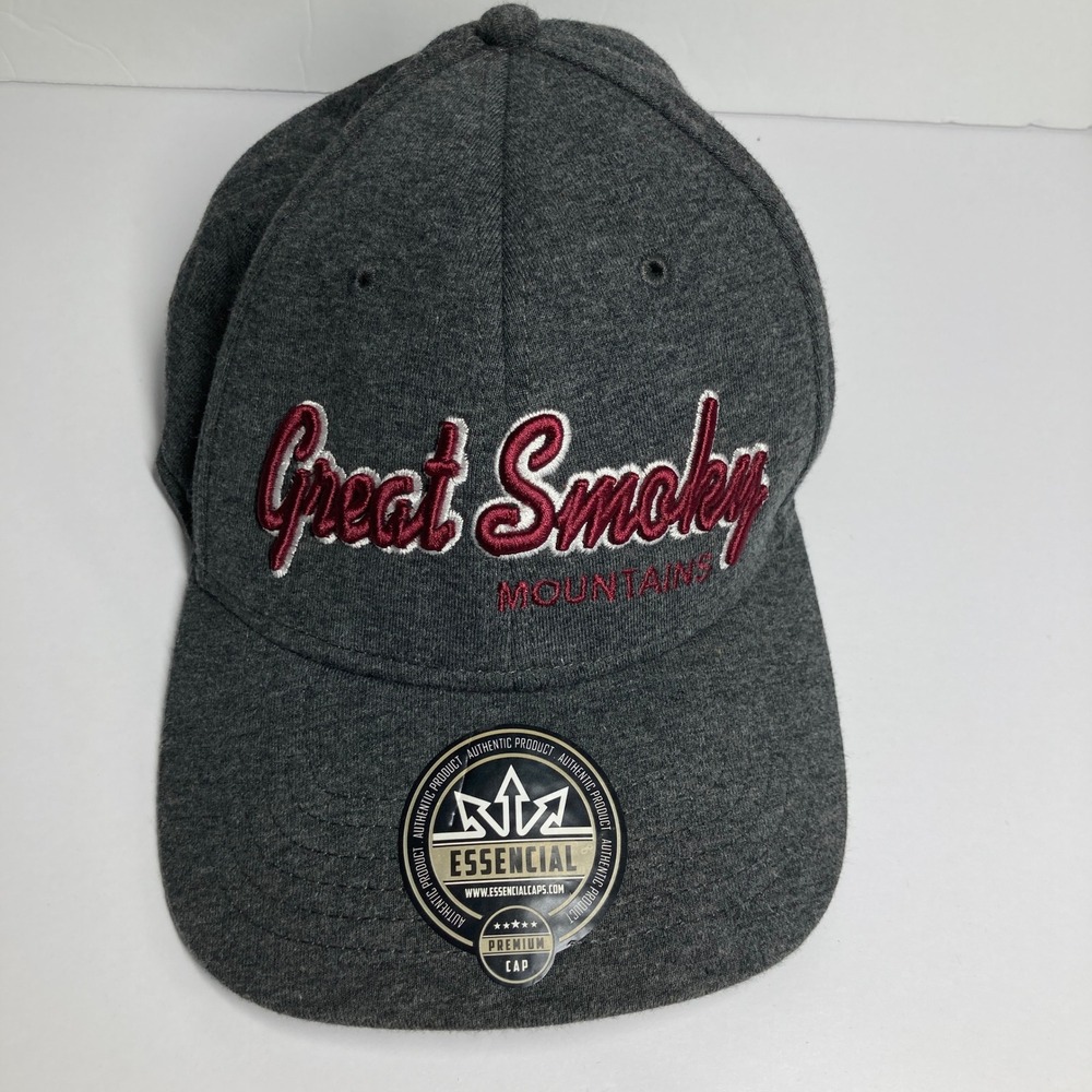 Great Smoky Mountains Cap Hat Mens L/XL Grey E-Flex Stretch Fit Jersey Knit